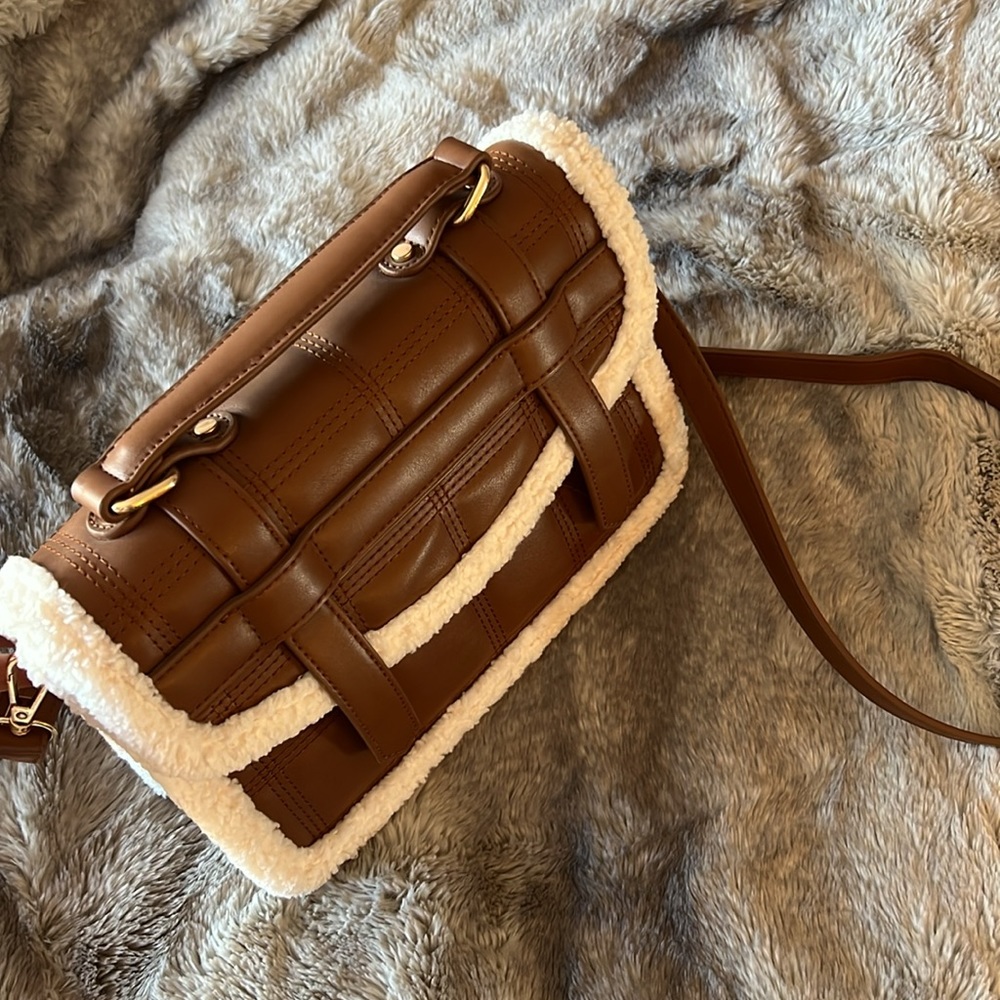 Brown Crossbody with Faux Fur